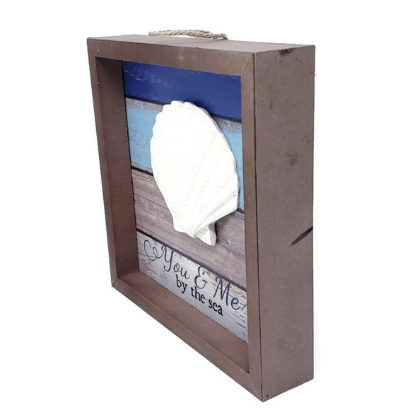 New Framed Tabletop Sea Shell Shadow Box Decor - Picture 2 of 5